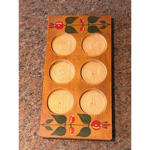 “Czantoria” Set of 6 Wood Egg Cups & Wood Tray |Handcrafted | Poland | Folk Art - Picture 4 of 8